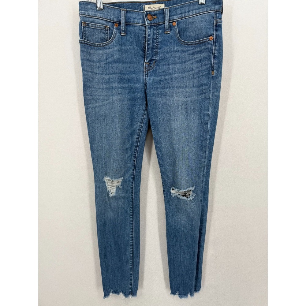 Madewell Women's Size 28 Skinny Jeans Blue‎ Distressed Raw Hem Style J8303